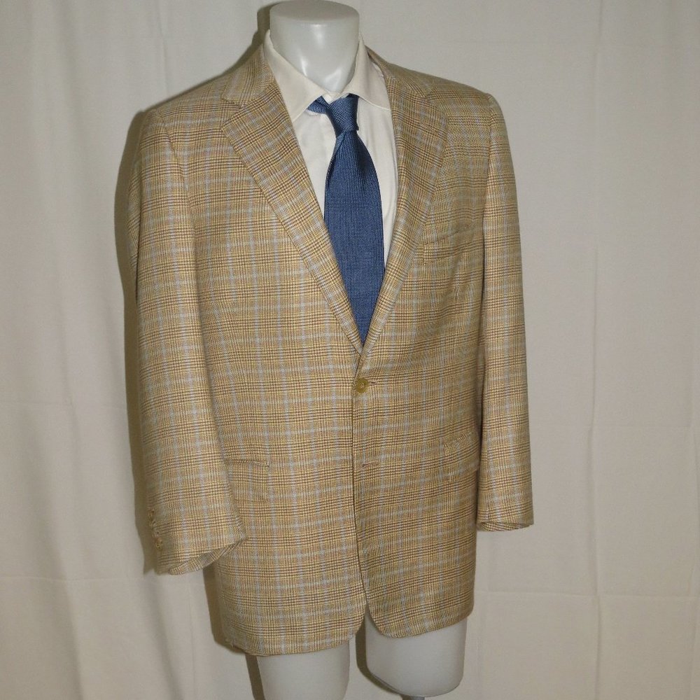 Leonard Logsdail Savile Row Bespoke Tan Plaid Two… - image 6
